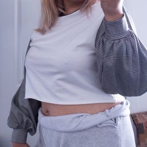 Fashion Nova Plaid Long Sleeve Crop Top